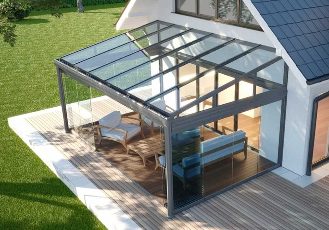 Fixed Glass Roof for Conservatory Extension and Garden Room with Insulated Glass Roof - Retractable Glass Roof Lean to Garden Room - UK