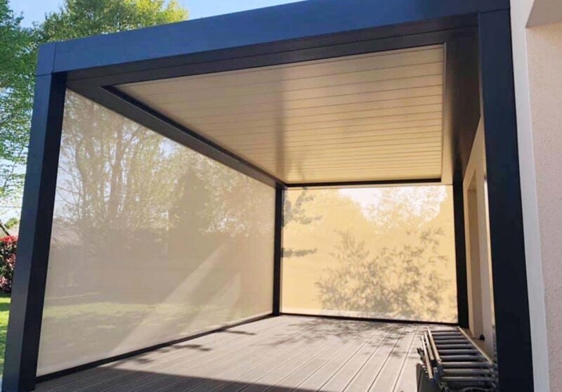 Pergola-with-Roof-Retractable-Garden-Roof-Sliding-Aluminium-Louvered-Roof-for-Veranda-and-Garden UK