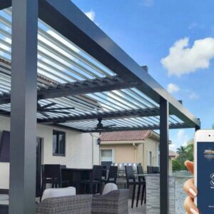 Pergola-with-Roof--Retractable-Garden-Roof-Sliding-Aluminium-Louvered-Roof-for-Veranda-and Garden UK