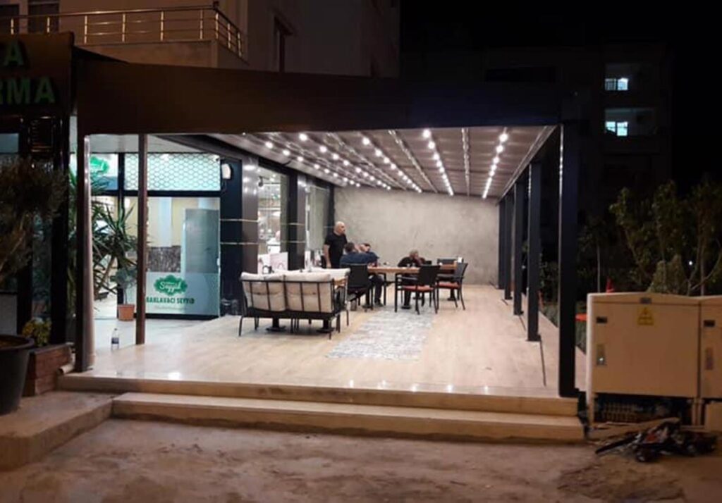 Pergola with roof Awning-UK-Commercial-Retractable-Garden Pergolas-wall mounted outdoor pergola with-Lights-Waterproof