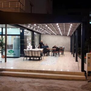 Pergola with roof Awning-UK-Commercial-Retractable-Garden Pergolas-wall mounted outdoor pergola with-Lights-Waterproof