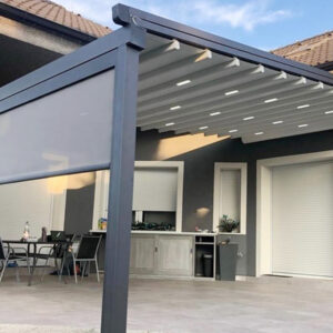 Electric Retractable Pergola Awning with LED Lights- Pergola-with-roof-Awning-UK-Retractable-Garden-Pergolas-wall-mounted-outdoor-pergola-with-Lights