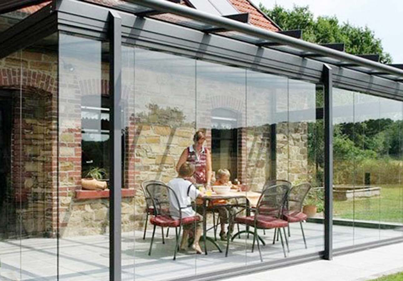 Frameless Sliding Glass Doors for Seamless Patio - Veranda 2 Aluminium-Vertical-Sliding-Glass-Guillotine-System-Garden-Patio-Veranda-Doors-UK-London