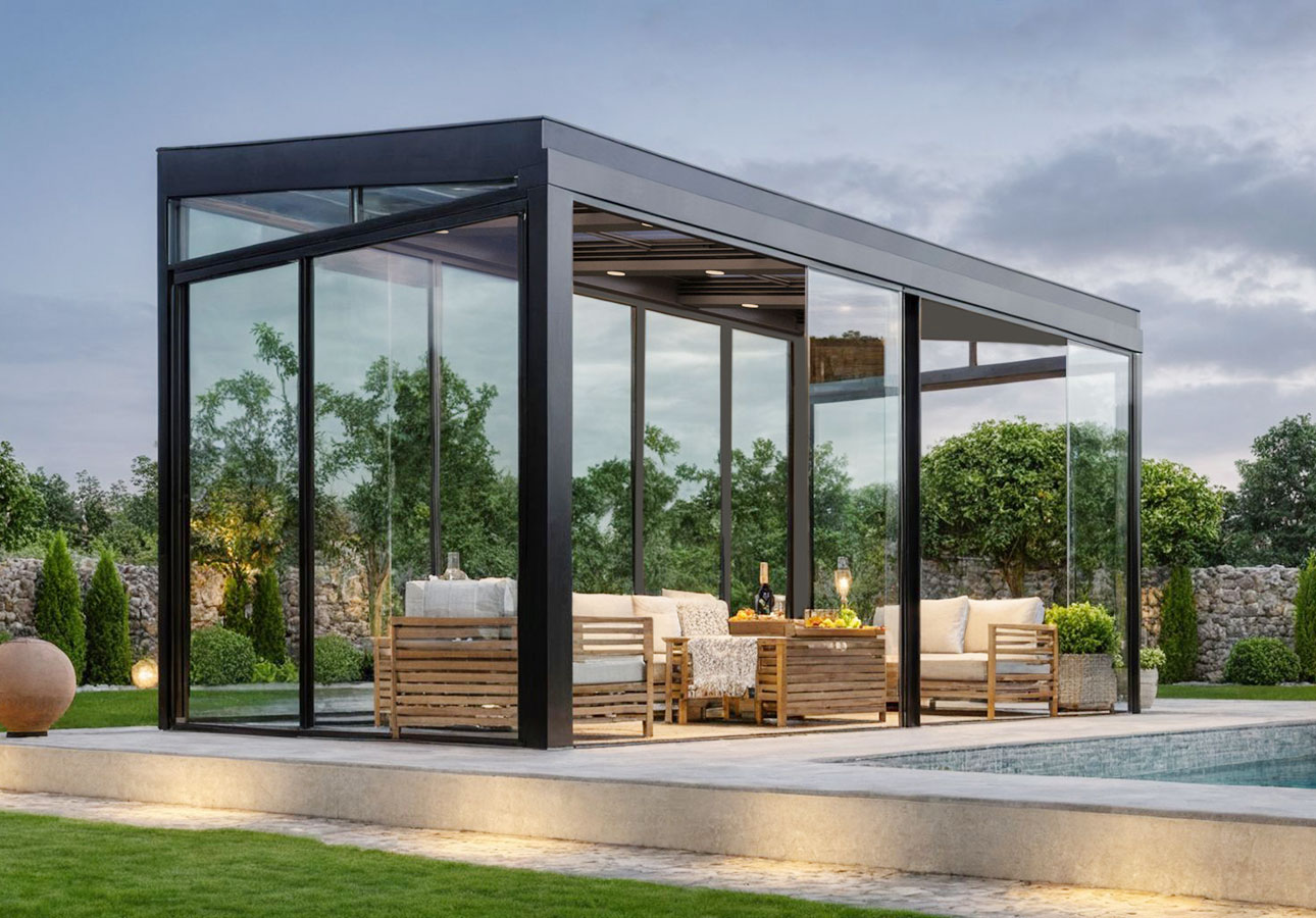 Home 23 Lean-to-Conservatory-Pergola-with-Roof-and-Insulated-Garden-Room-UK