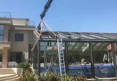 Professionally installed glass roof pergola UK