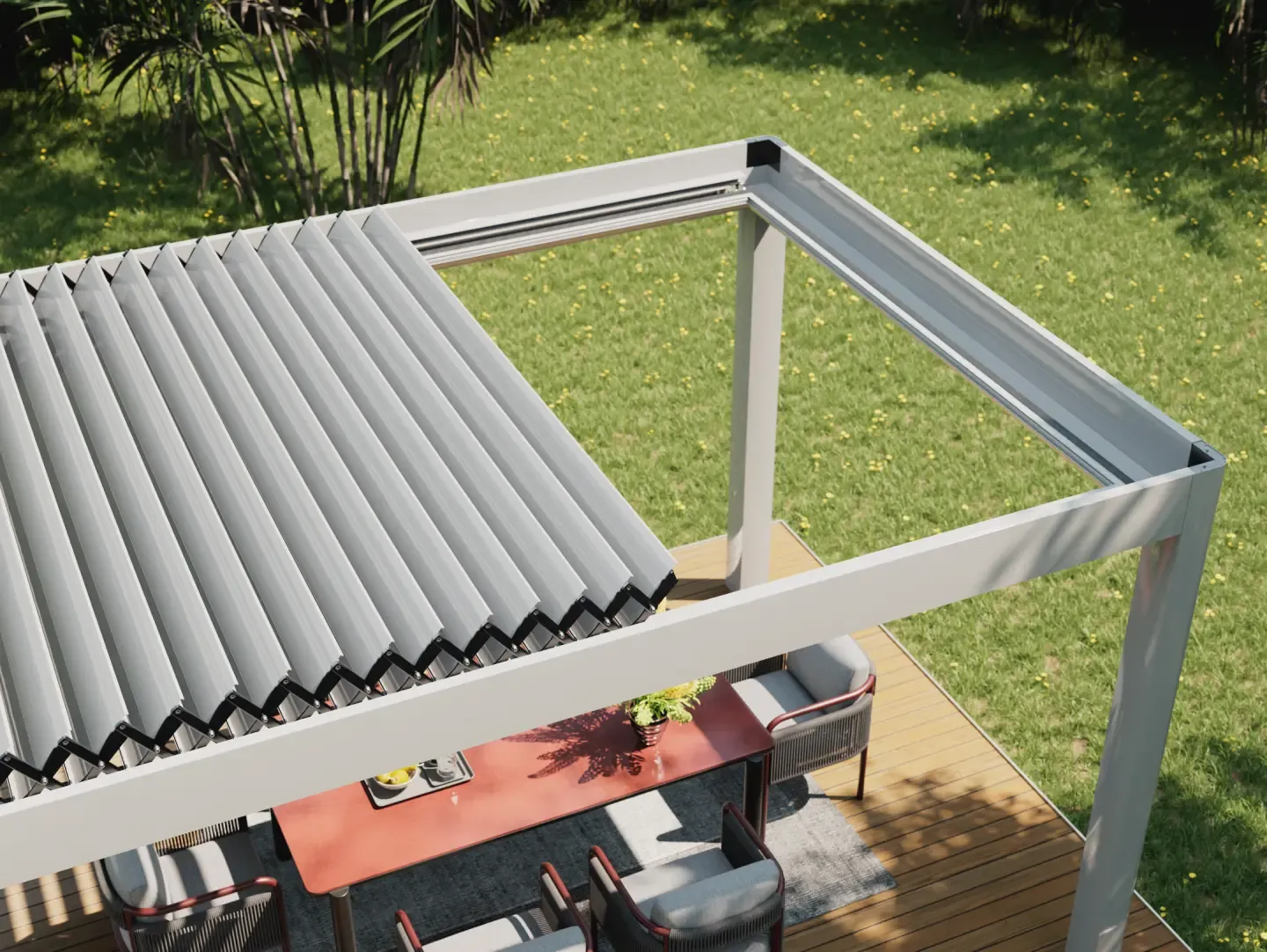 Adaptive movement of opening pergola louvres