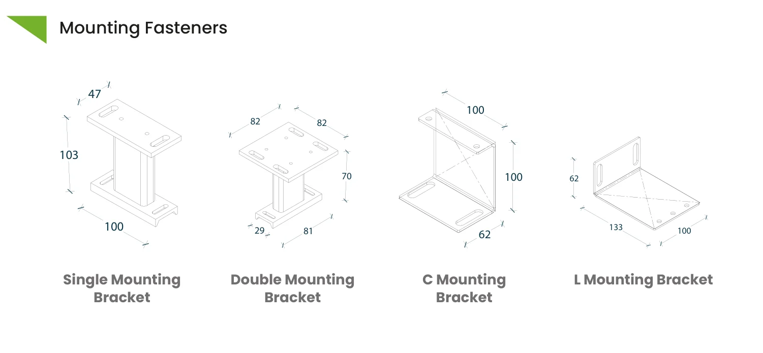 Single, double, C and L mounting brackets for roof blinds