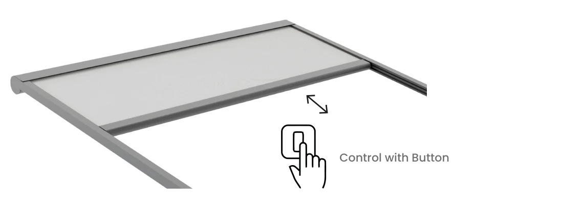 External roof blind operated by a wall button