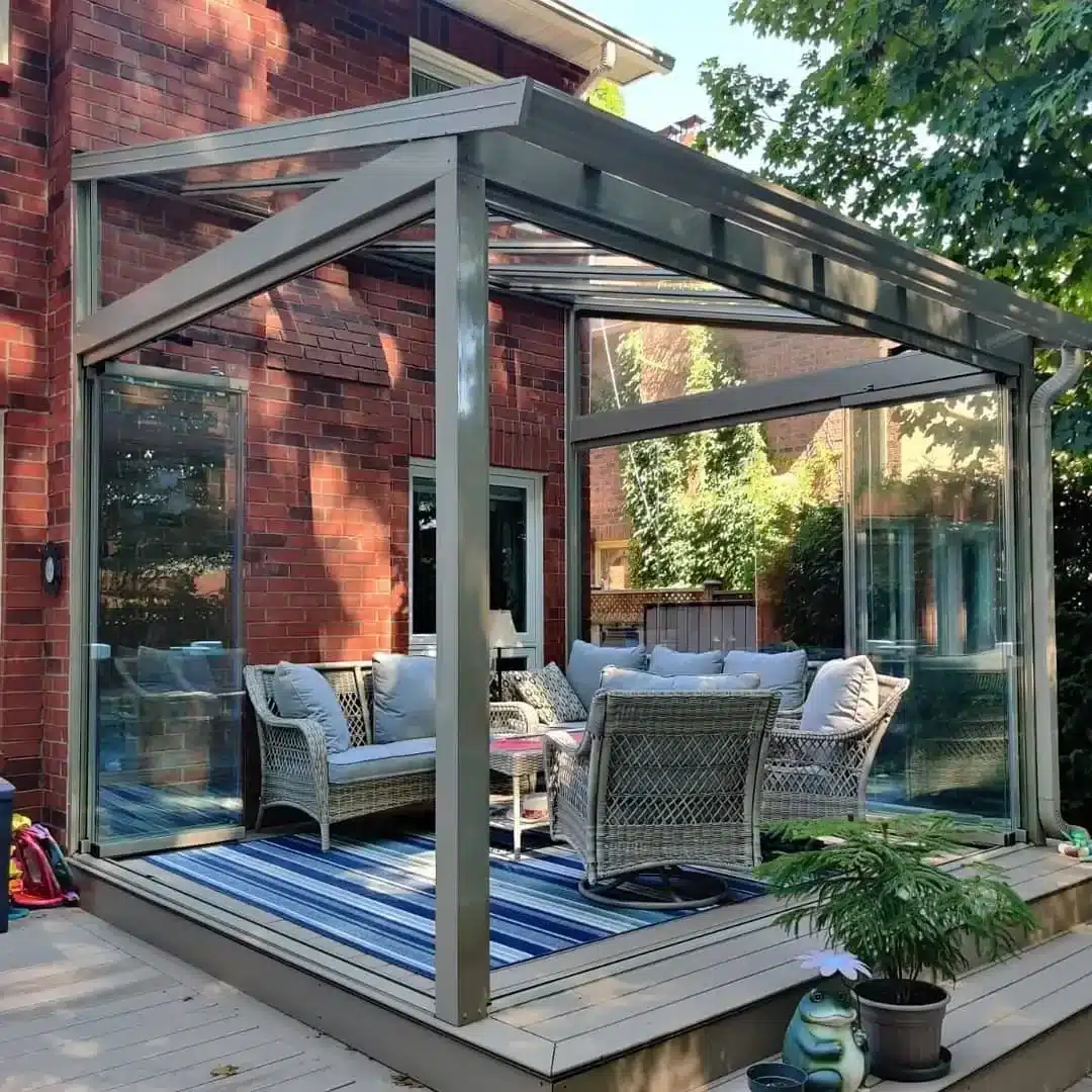 Glass roof veranda on a brick house
