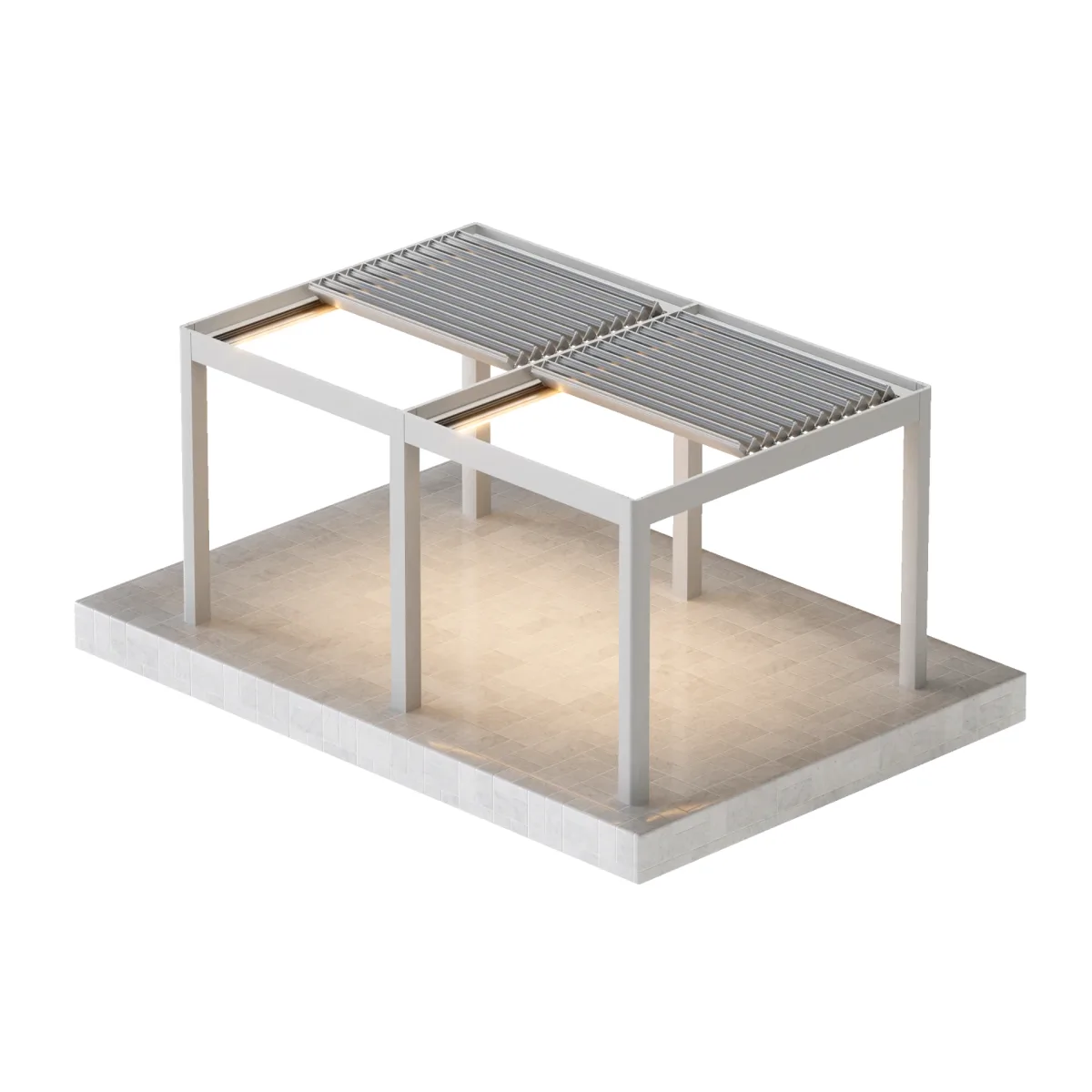 Freestanding bioclimatic pergola with two joined modules