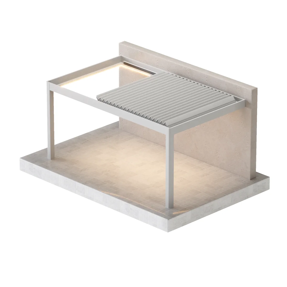 Wall-mounted single-module bioclimatic pergola