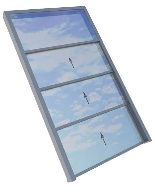 Diagram of multiple retractable glass roof panels opening