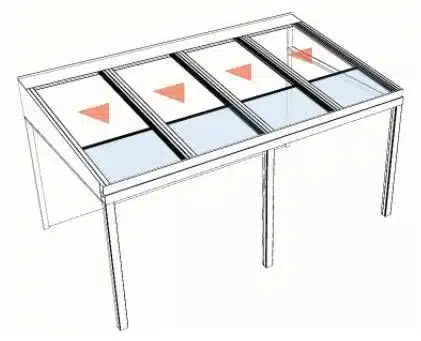 Glass roof panel layout render