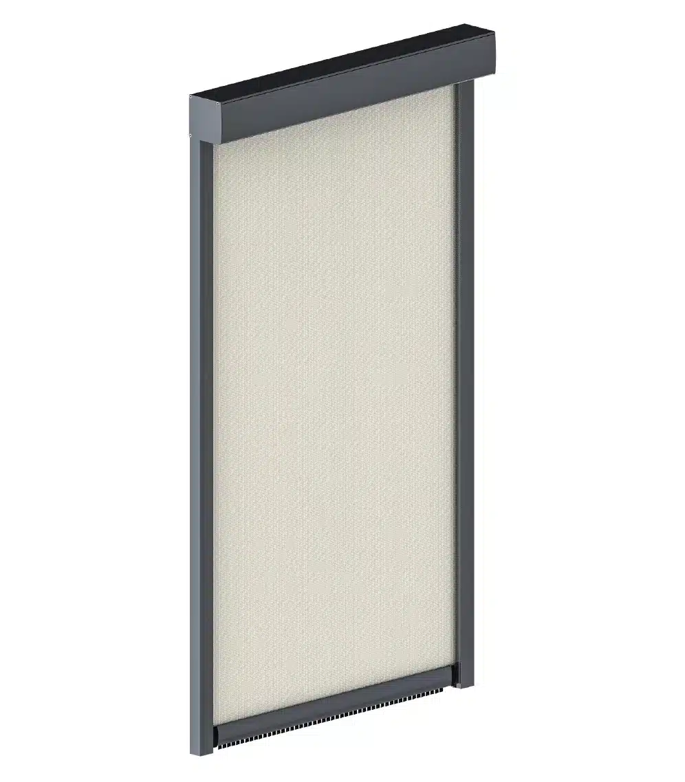 Zip screen blind fabric and side guide detail